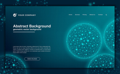 Abstract, modern dynamic background for your landing page design. Technology, science, futuristic background for for website designs.