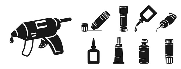 Glue icon set. Simple set of glue vector icons for web design on white background