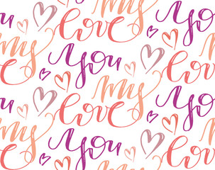 You my love - lettering pattern background