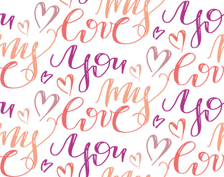 You my love - lettering pattern background