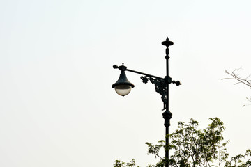 luxury antique street light lamp on pale white background
