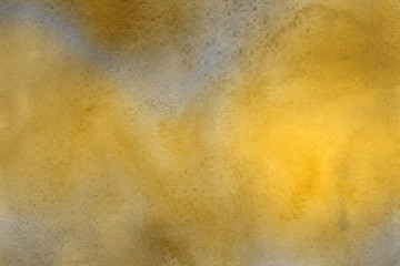 Gold luxury ink and watercolor textures on white paper background. Paint leaks and ombre effects. Hand painted vintage texture.