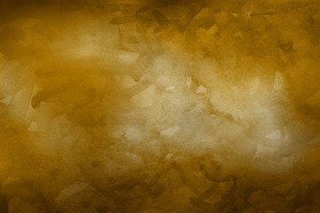 Gold luxury ink and watercolor textures on white paper background. Paint leaks and ombre effects. Hand painted vintage texture.