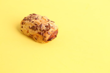 delicious salty cake on colorful background
