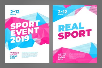 Layout poster template design for winter sport event, tournament or championship. 2019 trend. © dimakostrov