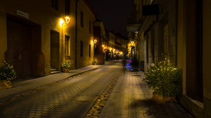 Fototapeta na wymiar Old town street at night