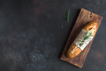 Baguette bread with rosemary