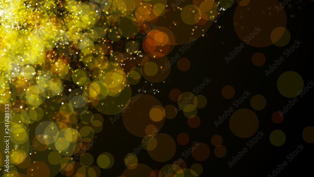 Poster abstract bright rain in dark space. network design with particle. big data. festive banner in bright