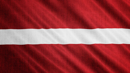 Latvia flag is waving 3D illustration. Symbol of Latvian national on fabric cloth 3D rendering in full perspective.