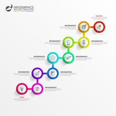 Infographic design template. Timeline concept with 10 steps