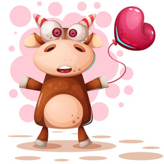 Cartoon funny deer - cow characters.