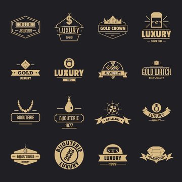 Luxury logo icons set. Simple illustration of 16 luxury logo vector icons for web