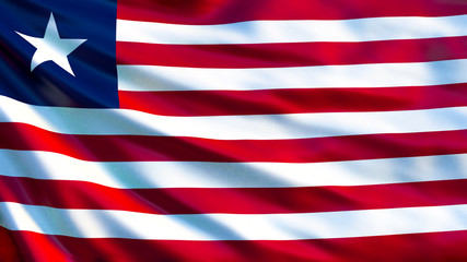 Liberia flag. Waving flag of Liberia 3d illustration