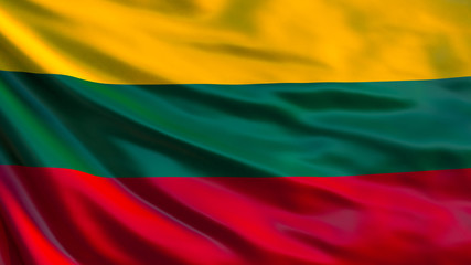 Lithuania flag. Waving flag of Lithuania 3d illustration
