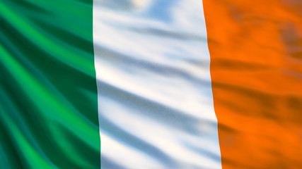 Ireland flag. Waving flag of Ireland 3d illustration