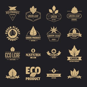 Eco leaf logo icons set. Simple illustration of 16 eco leaf logo vector icons for web