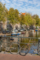 Fototapeta premium Amsterdam City Canals with Bikes