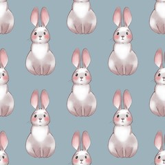 Cute cartoon rabbits. Seamless pattern. Sweet bunny
