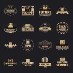 Future computer logo icons set. Simple illustration of 16 future computer logo vector icons for web