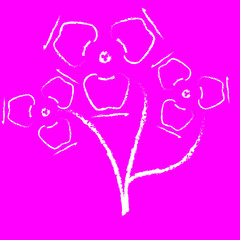illustration with lilac flower branches on white background