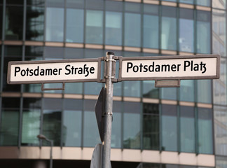road name with text Potsdamer Strasse and Platz that means PotsD