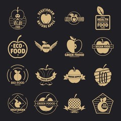Apple logo icons set. Simple illustration of 16 apple logo vector icons for web