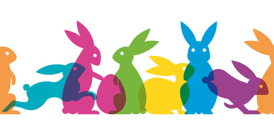 Colorful seamless Easter bunny banner vector illustration