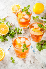 Iced tea with lemon and mint