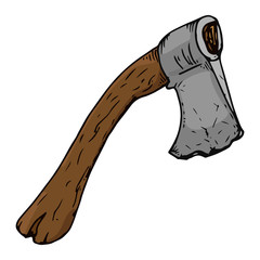 Ax. Vector illustration of an ax with a wooden handle.