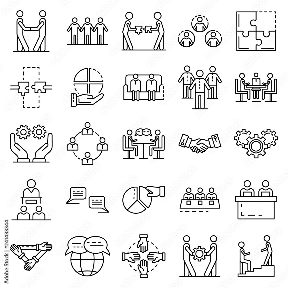 Poster cohesion icon set. outline set of cohesion vector icons for web design isolated on white background