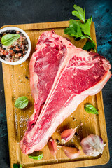 Raw t-bone steak