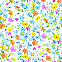 Delicate flowery pattern. Seamless floral background for wrapping, textile, wallpaper. Vector flowers texture.
