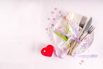 Table setting for Valentine's Day