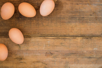 Easter eggs on wooden old background.