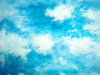 Fototapeta na wymiar Hand painted watercolor sky and clouds, abstract watercolor background, vector illustration
