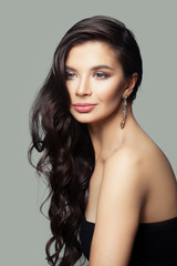 Fototapeta premium Pretty woman with long brown hair portrait