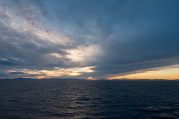 The Ibiza sunset from the sea in the Mediterranean