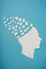 brain disease symbol presented as head isolated on blue