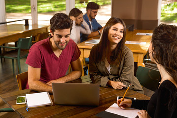 Friends studying together