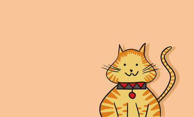 cute freehand drawing cat cartoon with copy space vector