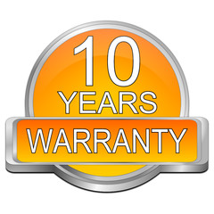 10 Years Warranty Button - 3D illustration