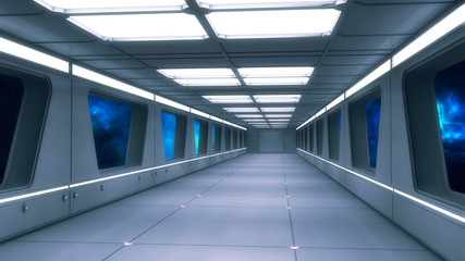 Obraz premium 3D render Interior and futuristic architecture design