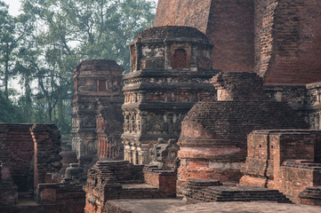 NALANDA, BIHAR, INDIA Ruins of the ancient Buddhist monastery Mahavihara , which was also a leading...