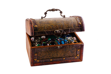 vintage jewelry box on white background