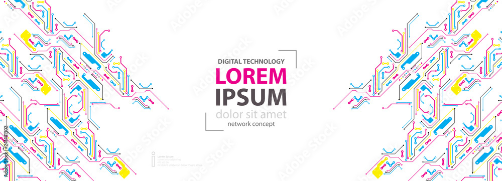 Wall mural abstract technological background with various elements. cmyk concept. vector