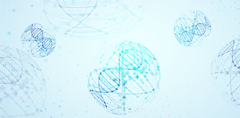 Obraz premium Science template, wallpaper or banner with a DNA molecules. Vector illustration.