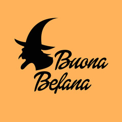 Happy Epiphany (Epiphany is a Christian festival) with Italian Lettering Quote Buona Befana.