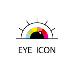 Colorful rainbow eye. Pupil and eyelashes. Vector Eye Logo