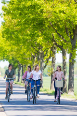 Freundinnen machen eine Radtour