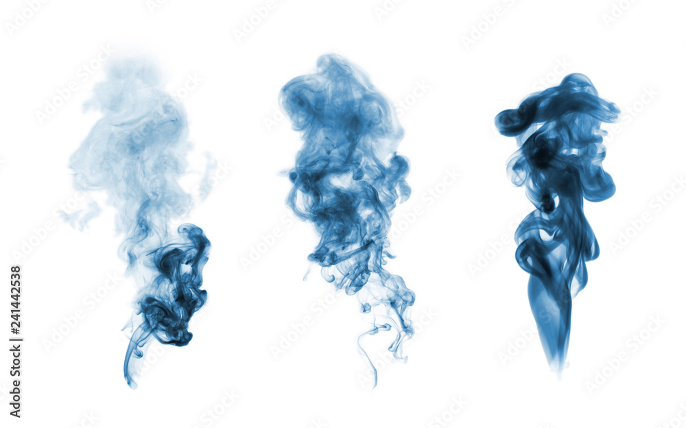 Wall mural blue smoke blot isolated on white